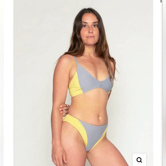 NEW Free People Seea Vega Lotus Gray and Yellow Bikini Top, NWT, Small, MSRP $75 - Picture 2 of 14